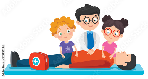 Cartoon Character Training First Aid