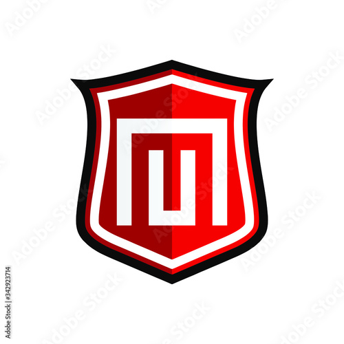 Initial Letter M with Shield Logo Design