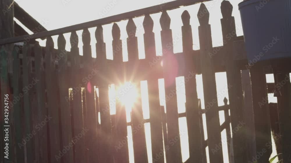 sun through a picket fence