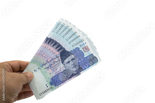 Pakistani Currency, Banknotes holding in hands, Pakistan Bank Rupees