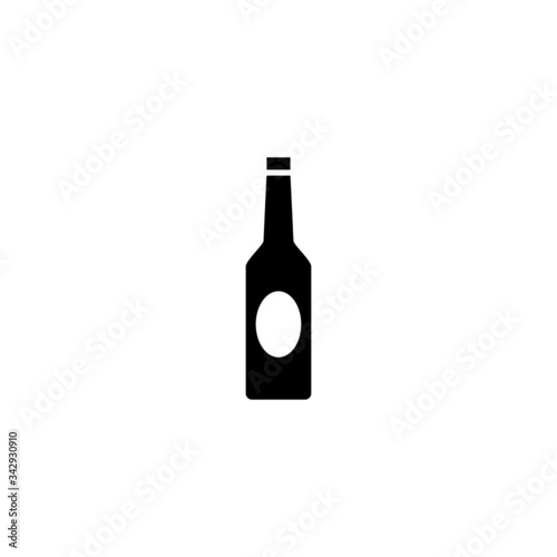 Beer bottle, Alcohol drink oncept sign in black flat design on white background vector illustration for website, mobile application, presentation, infographic