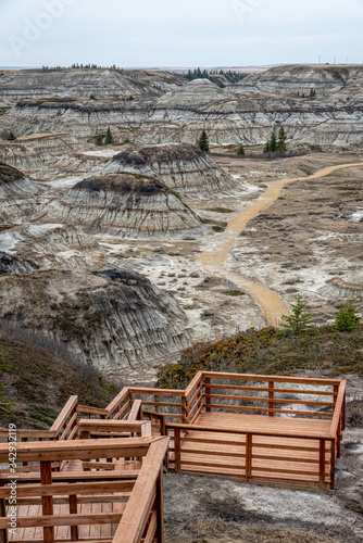 View of the popular Horseshoe Canyon in late spring, Canadian Badlands in summer, Drumheller, Alberta, Canada photo