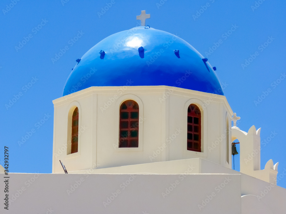 Traditional church in Santorini island, Cyclades, Greece