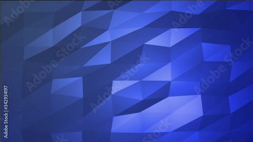 Abstract polygonal geometric surface animation. Clean soft low poly motion white blue background.