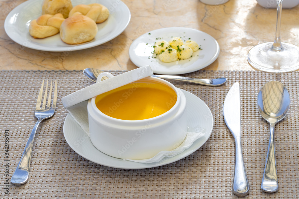 Pumpkin and salmon cream soup Pumpkin and salmon cream soup