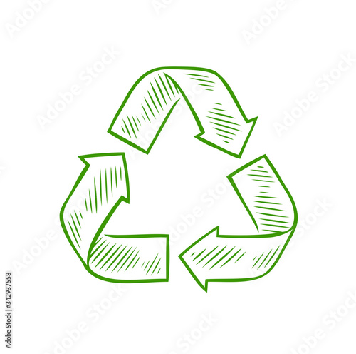 Recycle sign sketch. Waste recycling vector illustration