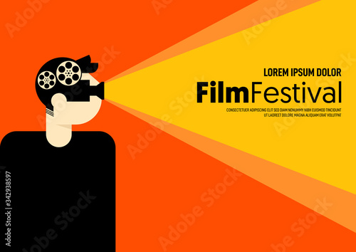 Movie and film poster design template background vintage retro style