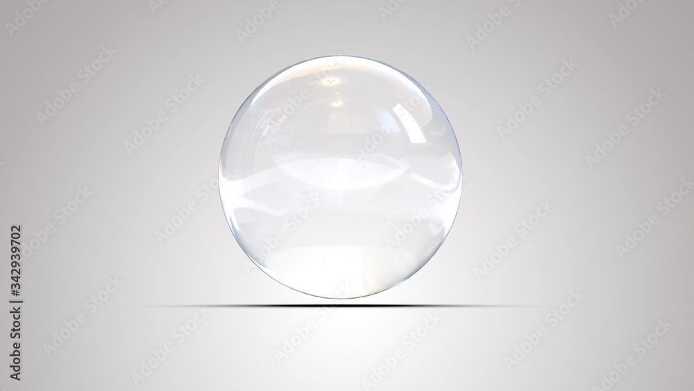 White glass ball. White sphere on a white background, 3d illustration White glass ball. White sphere on a white background, 3d illustration