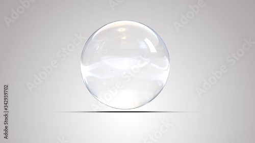 Fototapeta Naklejka Na Ścianę i Meble -  White glass ball. White sphere on a white background, 3d illustration 