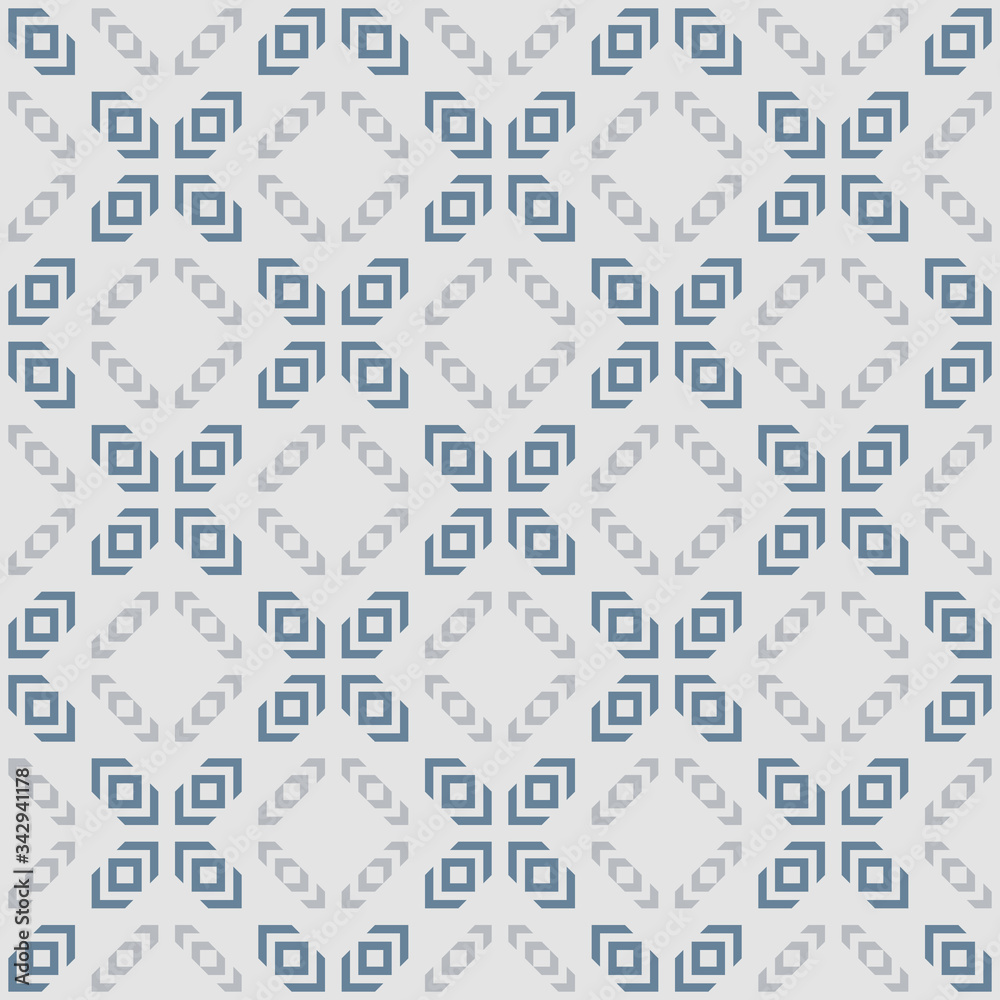 Vector geometric seamless pattern. Abstract texture with squares, triangles, crosses, repeat tiles. Tribal ethnic motif. Folkstyle vintage ornament in gray and blue color. Repeat decorative design Vector geometric seamless pattern. Abstract texture with squares, triangles, crosses, repeat tiles. Tribal ethnic motif. Folkstyle vintage ornament in gray and blue color. Repeat decorative design