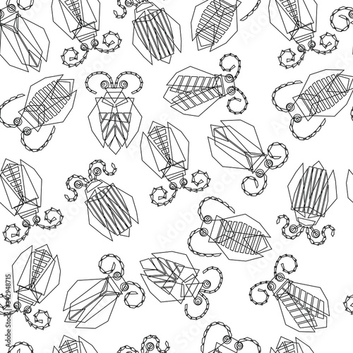 A pattern of stylized beetles