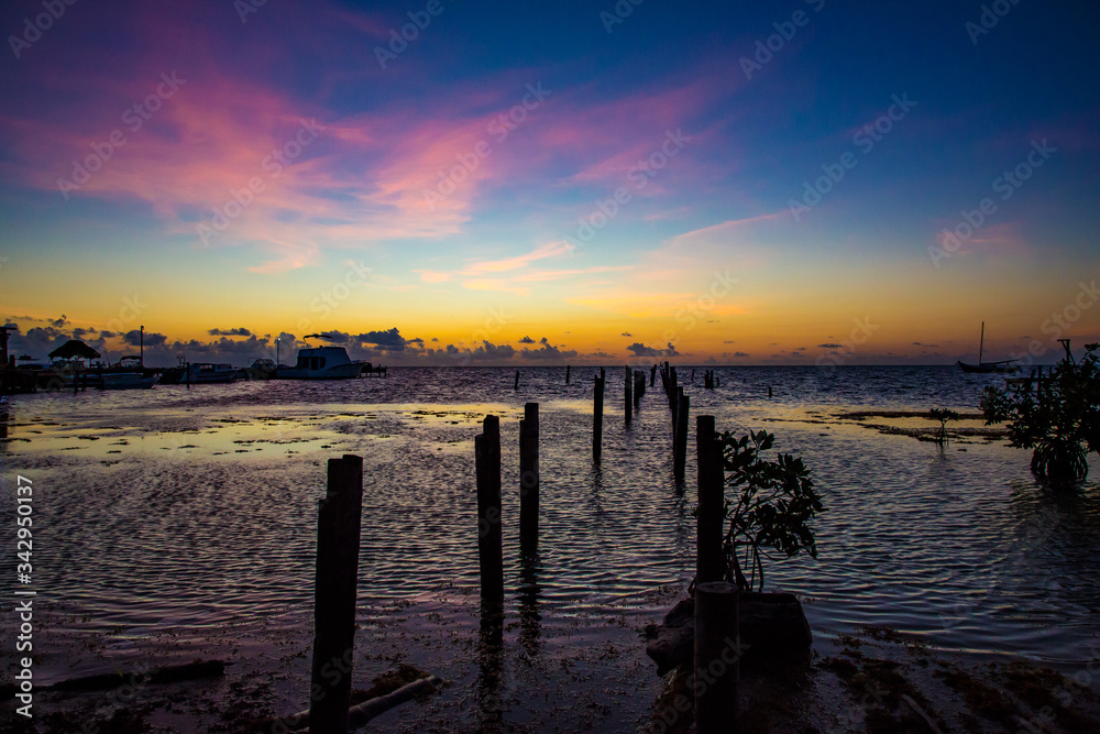 Fototapeta premium Colorful sunrise in Caribbean