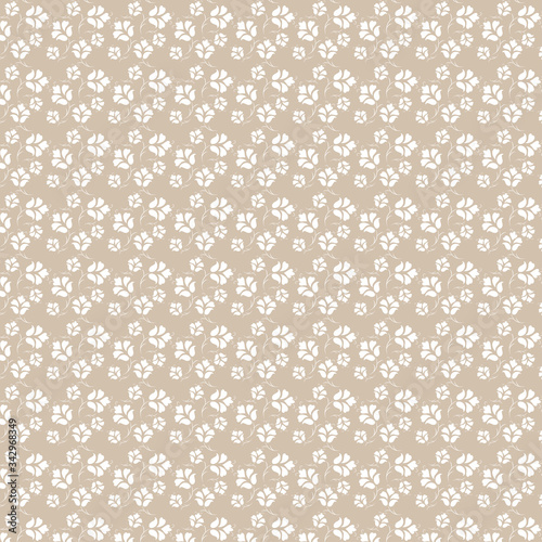 Abstract floral seamless pattern vector on beige background for tile, wall design.