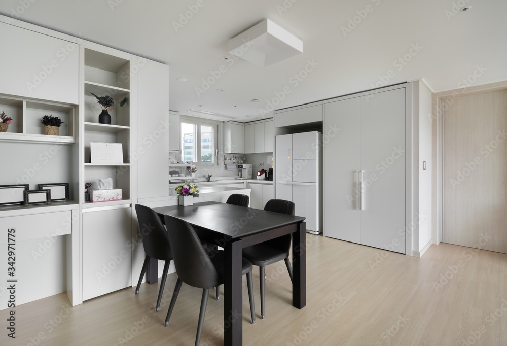 Kitchen interior of a modern apartment. South Korea apartment interior. Kitchen interior of a modern apartment. South Korea apartment interior.