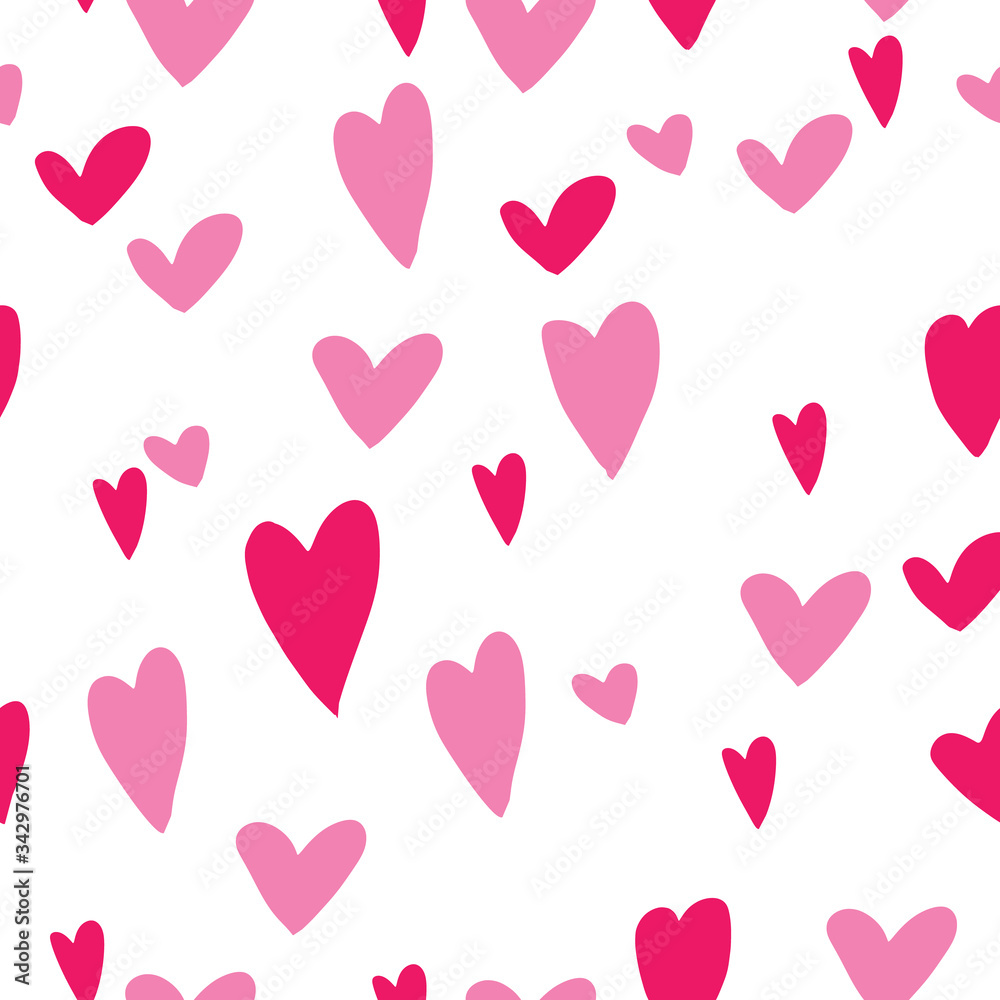 Cute Seamless heart pattern. Red and pink heart background vector pattern.