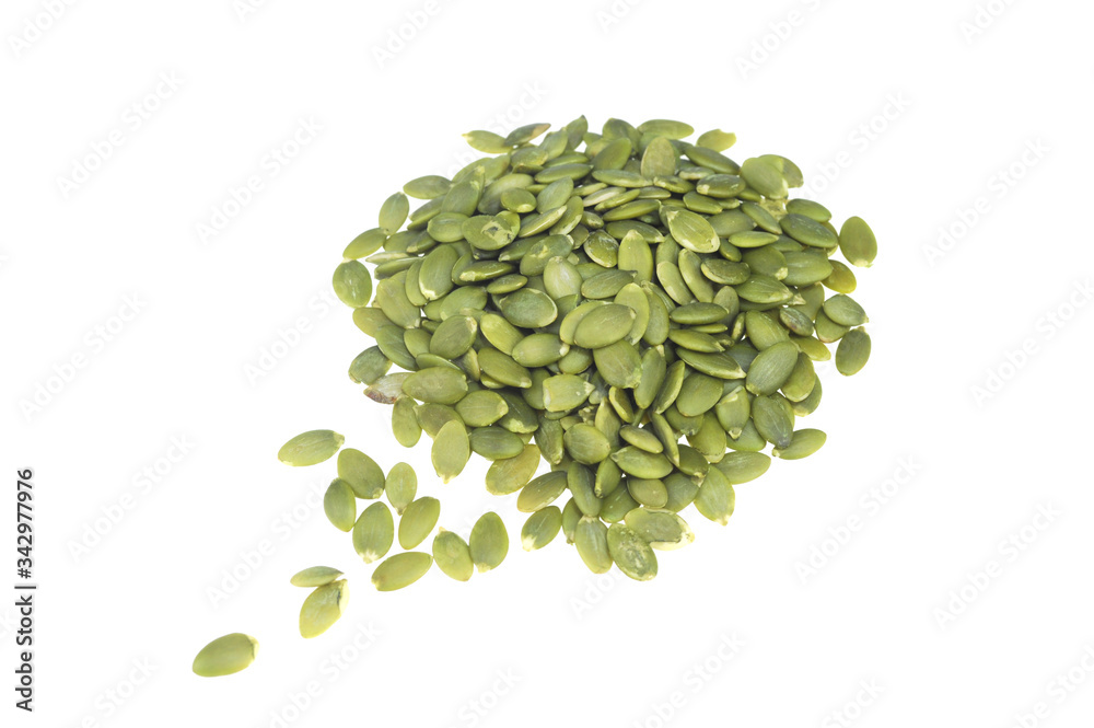 close up on pumpkin seed isolated on white background close up on pumpkin seed isolated on white background