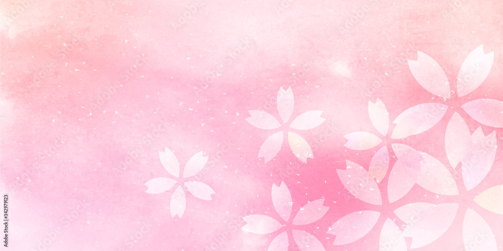 桜　和紙　水彩　背景
