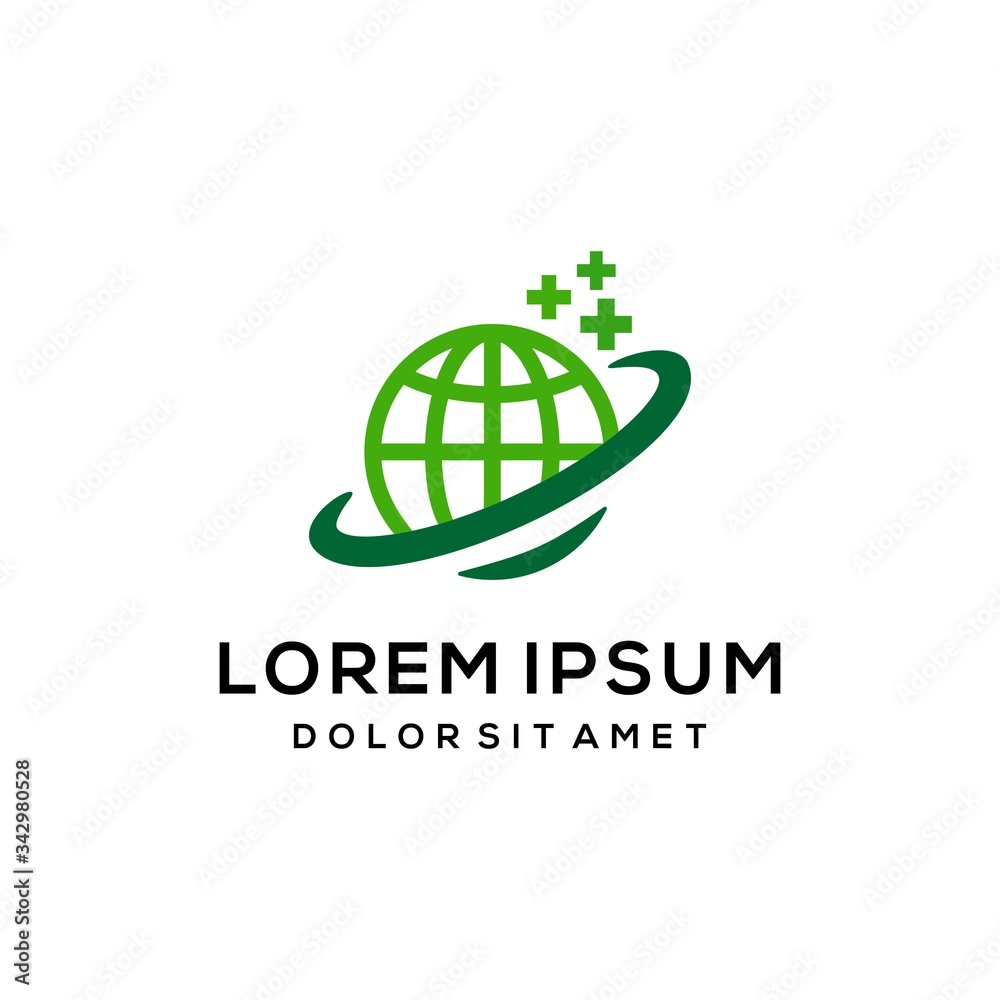 world health, medical cross logo , ecology green planet globe medical pharmacy logo icon vector illustration world health, medical cross logo , ecology green planet globe medical pharmacy logo icon vector illustration