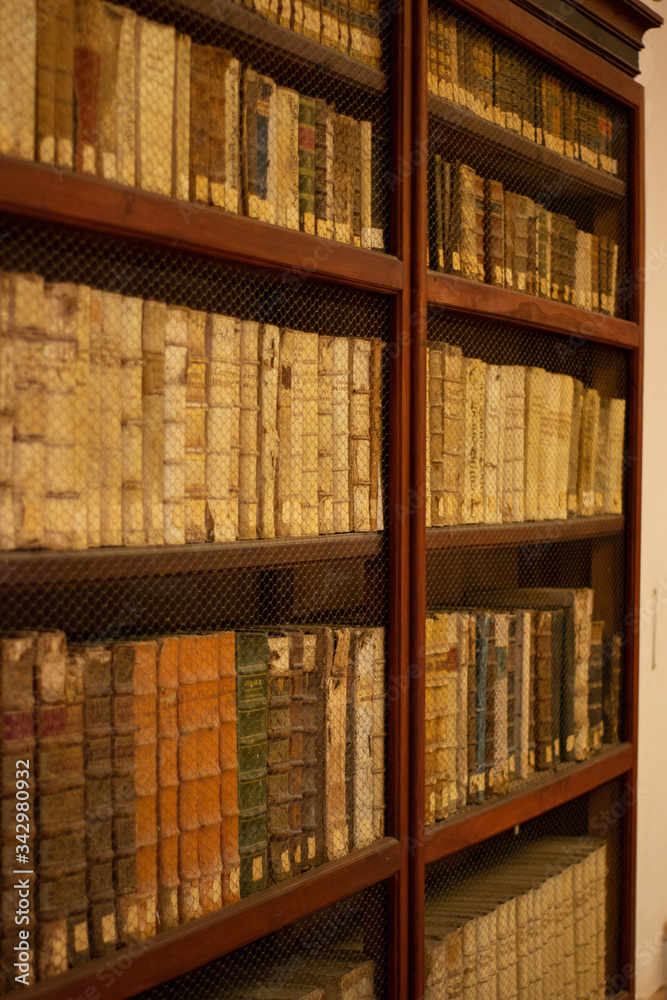 old books in a library