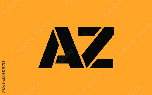 AZ or ZA and A, Z Uppercase Letter Initial Logo Design, Vector Template