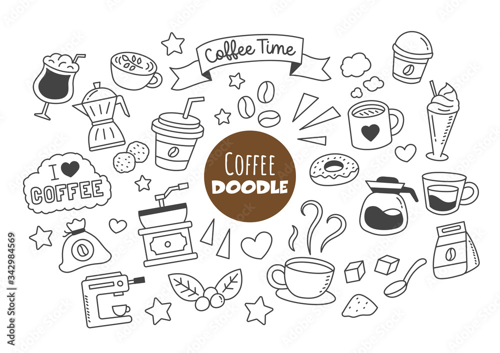 coffee kawaii doodle