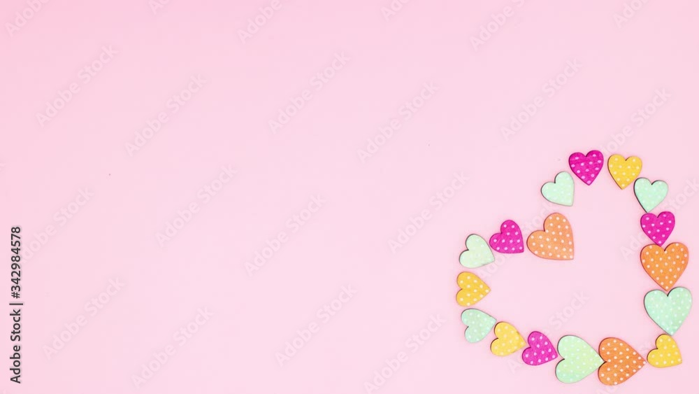 Heart appear on right corner of pink background - Stop motion Heart appear on right corner of pink background - Stop motion