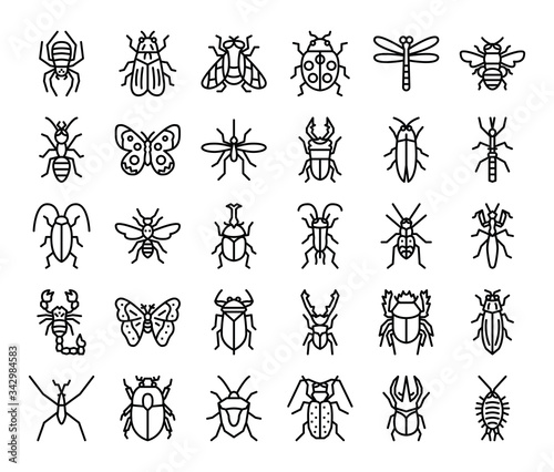 insect outline vector icons