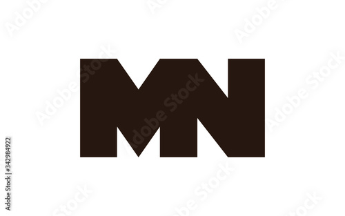 MN or NM and M, N Uppercase Letter Initial Logo Design, Vector Template