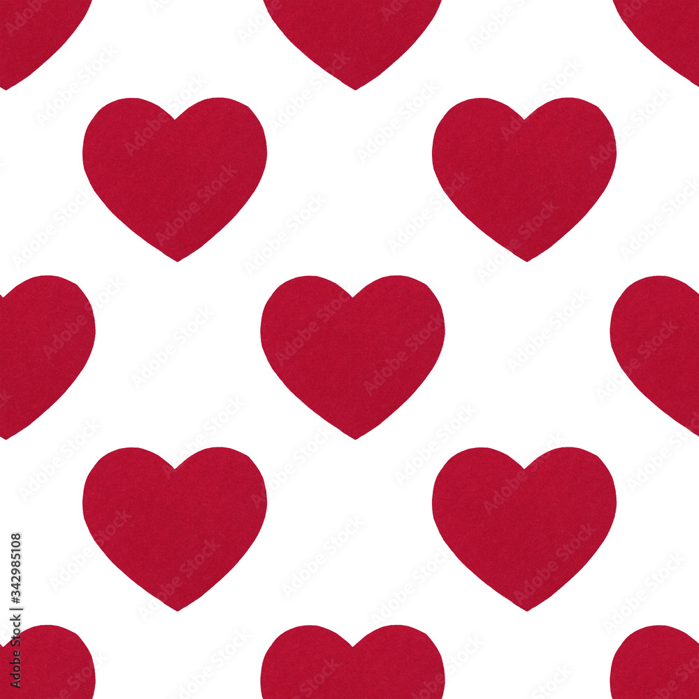 Seamless pattern of red hearts. Love concept. Design for packaging and backgrounds.