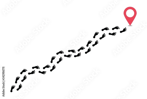 footstep trace following route to location vector illustration design