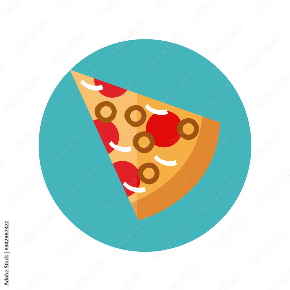 delicious italian pizza fast food block and flat style delicious italian pizza fast food block and flat style