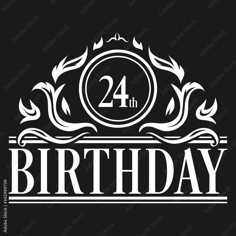 Luxury 24th Birthday Logo illustration vector