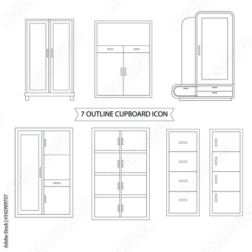 Outline Cupboard from wood. Cupboard icon