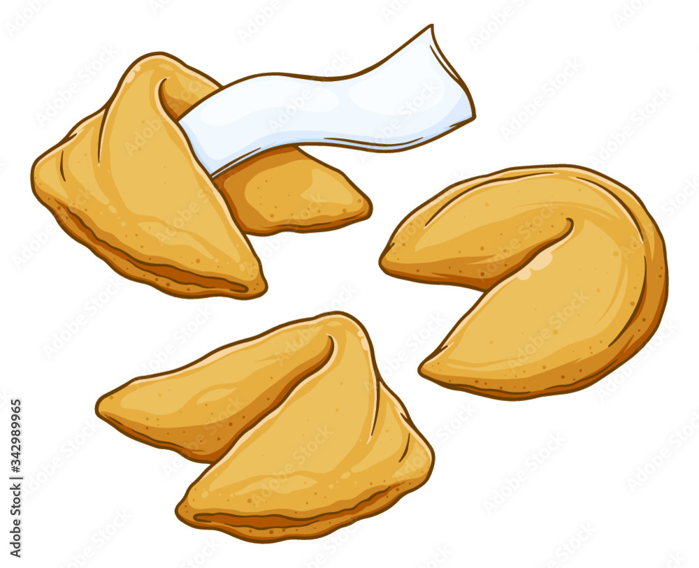 Fortune cookies with blank paper template, hand drawing vector