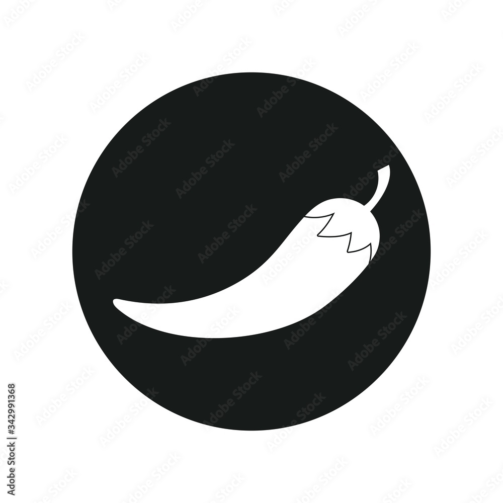 Hot chili pepper vector illustration, isolated on white background. Silhouette chili design vector. Hot chili pepper vector illustration, isolated on white background. Silhouette chili design vector.