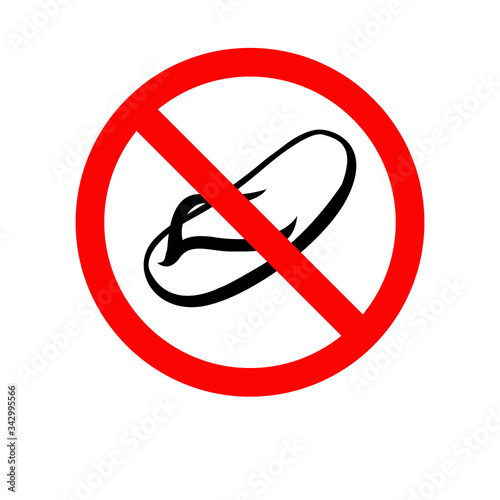 No Slipper Symbol Sign,Vector Illustration, Isolate On White Background, Label ,Icon.