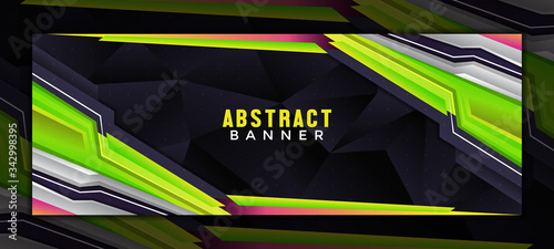 Abstract Modern Gaming Social Media Cover Banner Template with Techno Style