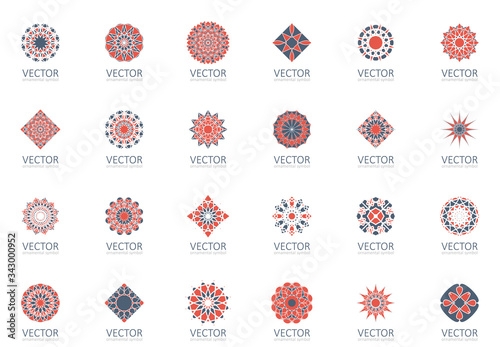 Geometric logo template set. Vector ornamental symbols