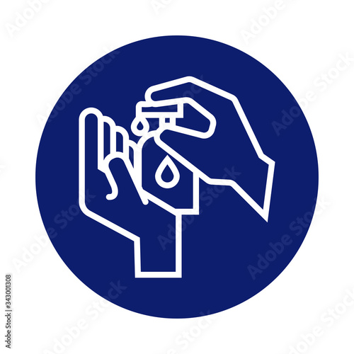 hands washing with antibacterial soap bottle block style icon