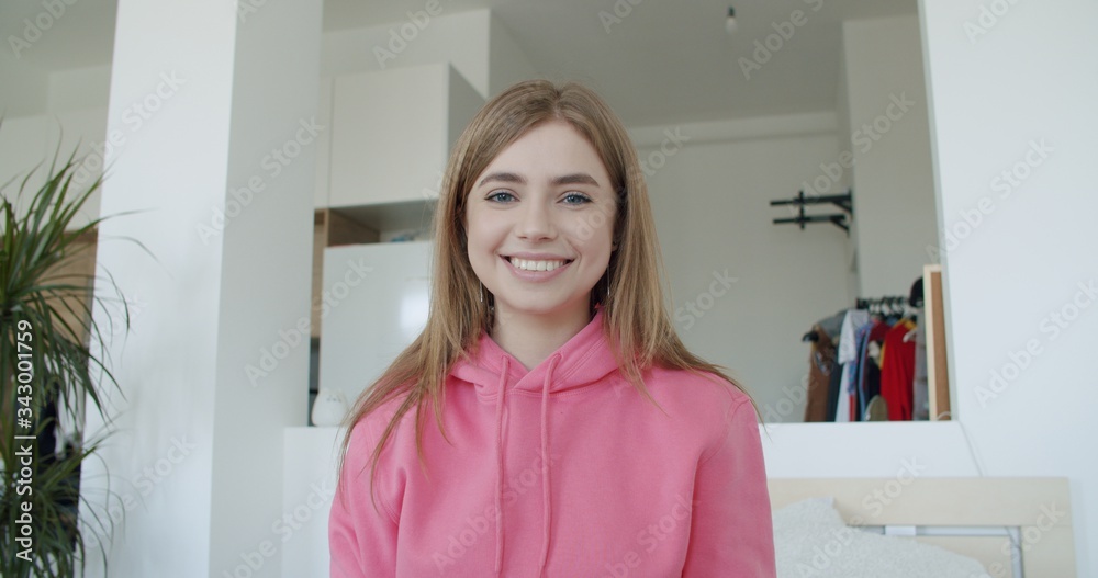 Young woman makes video conference