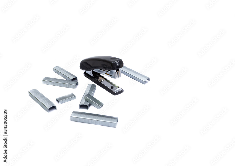 Stample and stapler of office stationery on white background Stample and stapler of office stationery on white background