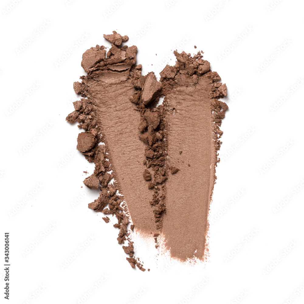 Close-up of make-up swatch. Smear of crushed brown eye shadow Close-up of make-up swatch. Smear of crushed brown eye shadow