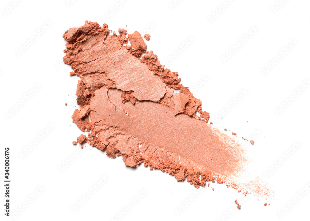Close-up of make-up swatch. Smear of crushed beige or light brown eye shadow Close-up of make-up swatch. Smear of crushed beige or light brown eye shadow