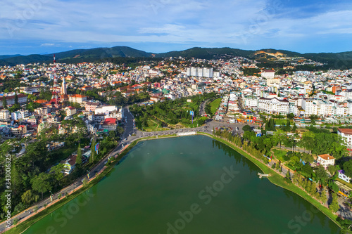 Royalty high quality free stock image aerial view of center city, Dalat, VIetnam