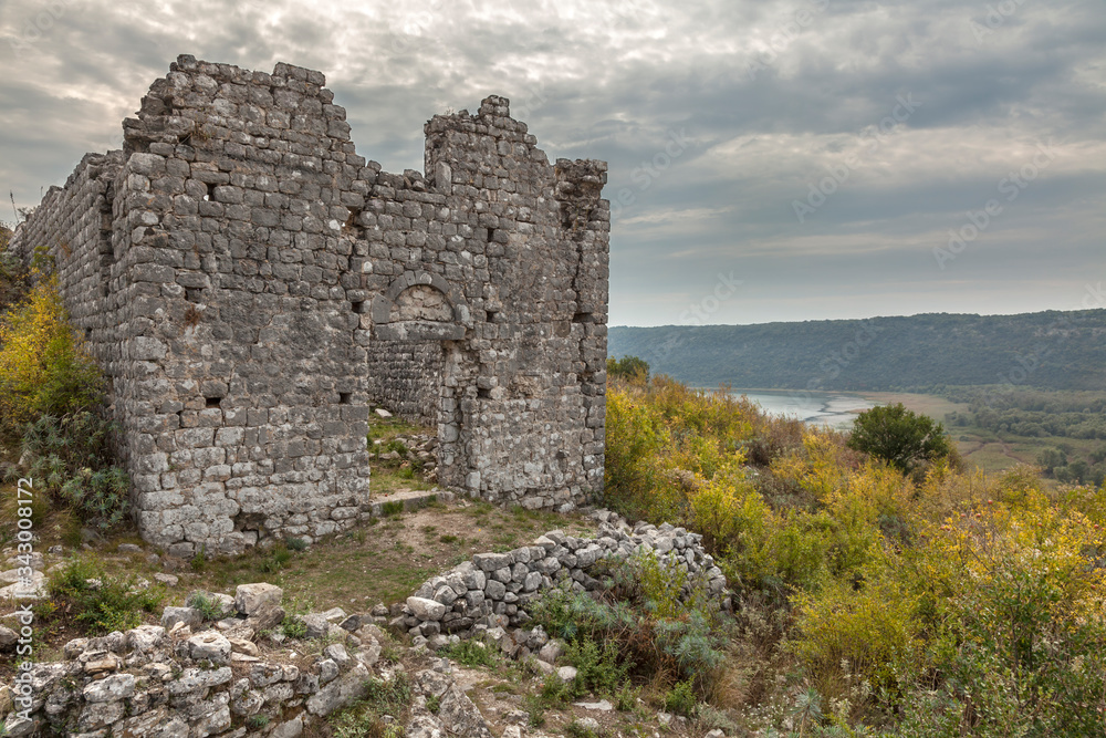 Ruins of medieval buildings in old town Sas (Svac) near Ulcinj, Montenegro