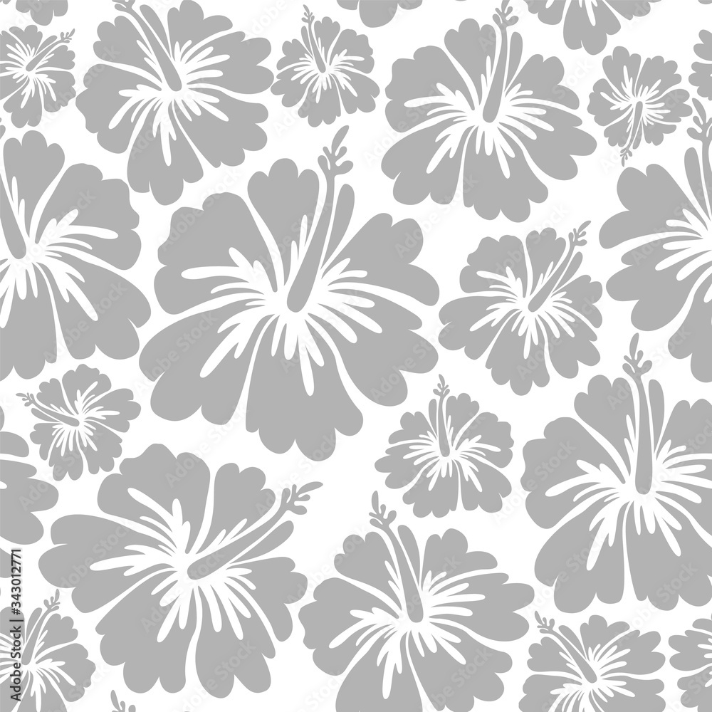 Seamless Pattern With Hawaiian Hibiscus Flower. Vector