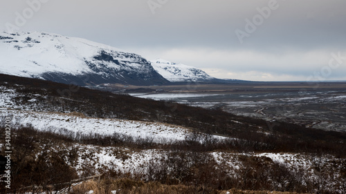 Winter icelandic landscape skaftafell national park, Iceland