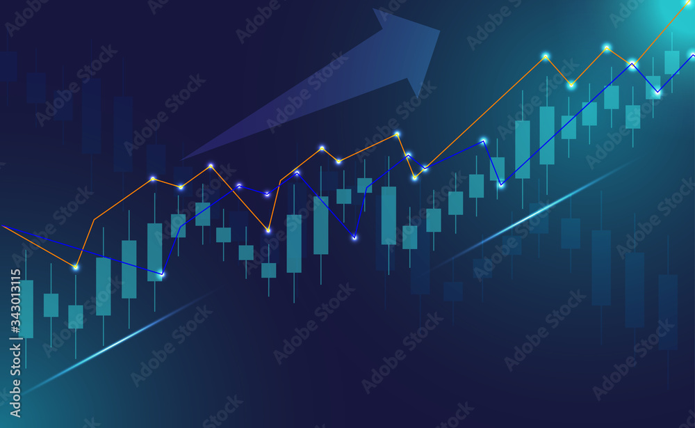 Stock market or forex trading graph. in graphic concept suitable for financial investment or Economic trends business. with neon effect. finance background. forex backdrop. Vector illustration