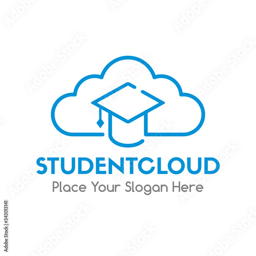 Student cloud vector logo template with hat symbol. Suitable for education. 