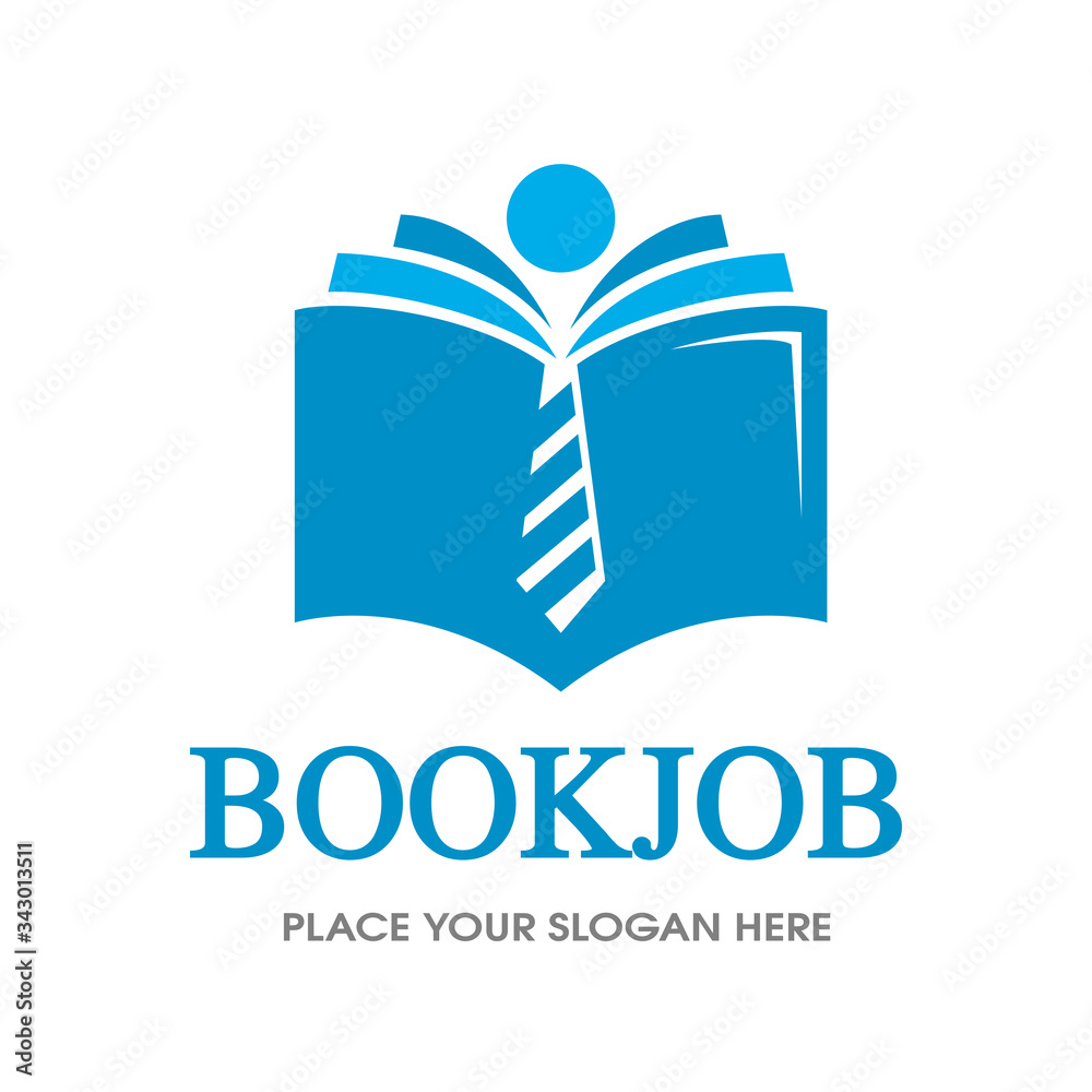Book job vector logo template. This design use tie, read, work and learning symbol. Suitable for business. Book job vector logo template. This design use tie, read, work and learning symbol. Suitable for business.